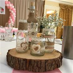 Vintage Jam Jars centrepieces 