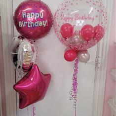 Personalised bubble balloon &amp; 1x3 foil balloon bouquet 