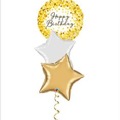 Happy Birthday Gold Fizz balloon bouquet