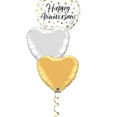 Happy Anniversary Gold Dots Balloon Bouquets 