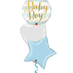 Baby boy gold stripe balloon bouquet