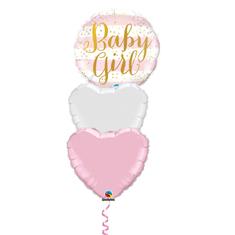 Baby girl gold stripe balloon bouquets