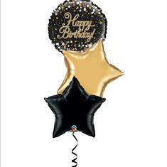 Happy birthday black &amp; gold balloon bouquets