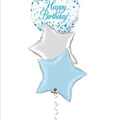 Happy birthday sparkling fizz blue balloon bouquet