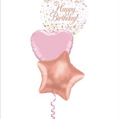Happy birthday sparkling rose gold balloon bouquet