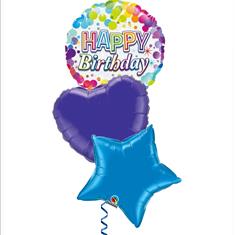 Happy birthday colourful confetti balloon bouquet