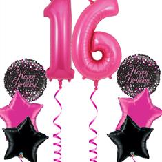 Black &amp; Pink Sparkle Birthday  Party Set
