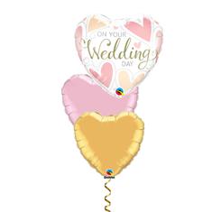 Wedding pink heart 3 foil balloon bouquet