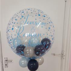 Personalised Blue Confetti Christening Balloon 