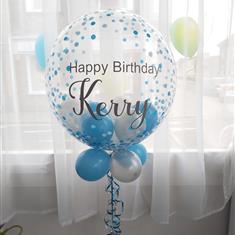 Blue Confetti birthday Personalised Balloon 