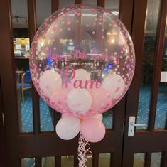 Pink &amp; white Personalised Bubble Balloon  