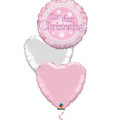 On your christening pink balloon bouquets