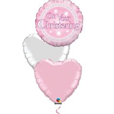 On your christening pink balloon bouquet