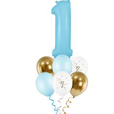 One Birthday Blue latex Bunch 