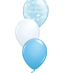 On Your Christening blue latex balloon bouquet
