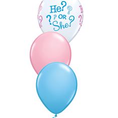 He or she 3 latex balloon bouquet