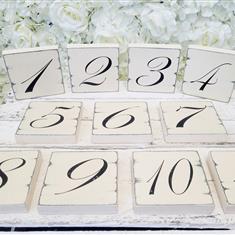 WHITE WOODEN BLOCK TABLE NUMBERS