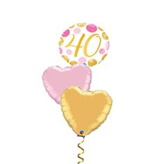 40 balloon bouquet pink &amp; gold dots