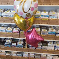 70 balloon bouquet pink &amp; gold dots 