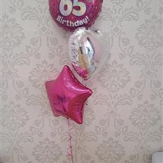 65th birthday pink balloon bouquet
