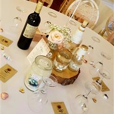 Vintage Jam Jars fresh flowers centrepieces