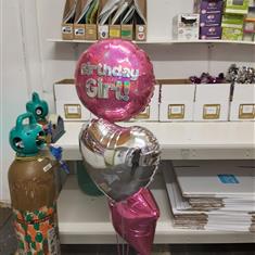 Birthday girl pink balloon bouquet