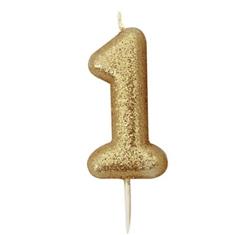 AGE 1 GOLD GLITTER CANDLE