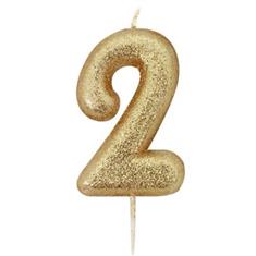 AGE 2 GOLD GLITTER CANDLE
