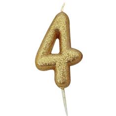 AGE 4 GOLD GLITTER CANDLE