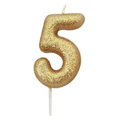 AGE 5 GOLD GLITTER CANDLE