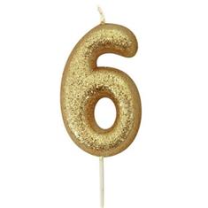 AGE 6 GOLD GLITTER CANDLE
