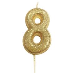 AGE 8 GOLD GLITTER CANDLE