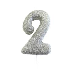 AGE 2 SILVER GLITTER CANDLE