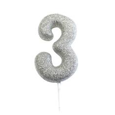 AGE 3 SILVER GLITTER CANDLE