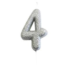 AGE 4 SILVER GLITTER CANDLE