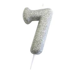 AGE 7 SILVER GLITTER CANDLE