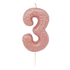 AGE 3 ROSE GOLD GLITTER CANDLE 
