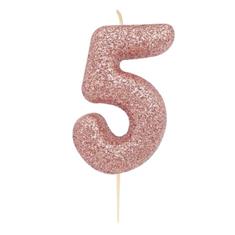 AGE 5 ROSE GOLD GLITTER CANDLE