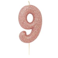 AGE 9 ROSE GOLD GLITTER CANDLE