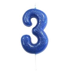 AGE 3 BLUE GLITTER CANDLE