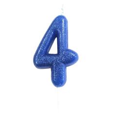 AGE 4 BLUE GLITTER CANDLE