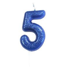 AGE 5 BLUE GLITTER CANDLE