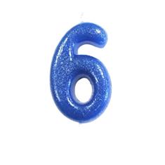 AGE 6 BLUE GLITTER CANDLE