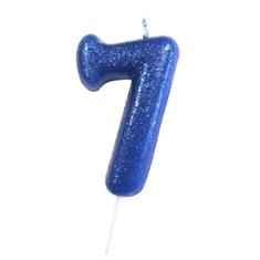 AGE 7 BLUE GLITTER CANDLE
