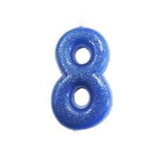 AGE 8 BLUE GLITTER CANDLE