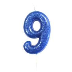 AGE 9 BLUE GLITTER CANDLE