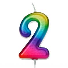 AGE 2 METALLIC RAINBOW CANDLE
