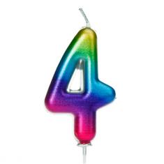 AGE 4 METALLIC RAINBOW CANDLE