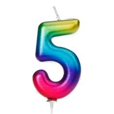 AGE 5 METALLIC RAINBOW CANDLE