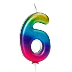 AGE 6 METALLIC RAINBOW CANDLE